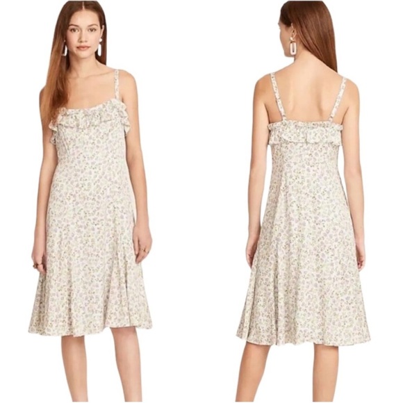 New NWOT J. Crew Silk Floral Ruffle Dress Sz 14 - Picture 3 of 14